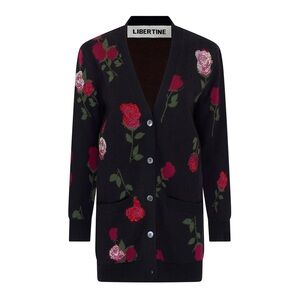 Libertine ‘BRAVA!’ Oversized Cardigan in Black Floral Women's Size XL, NEW w/Tag